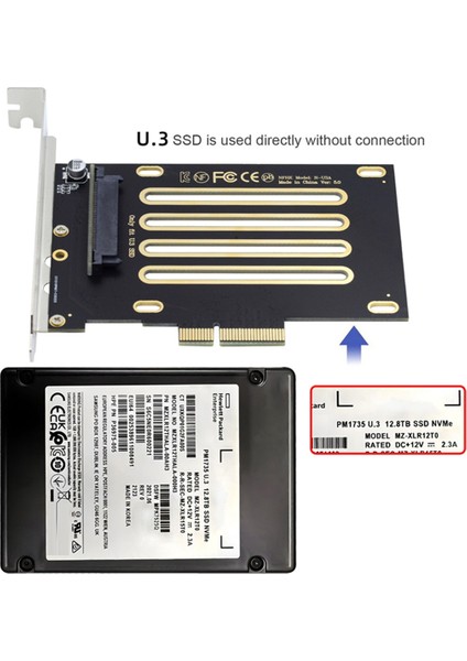 Nvme Pcıe SSD U.3 U3 Kit SFF-8639 - Pcı-E 4.0 X4 Ana Bilgisayar Adaptörü Anakart PM1735 (Yurt Dışından)