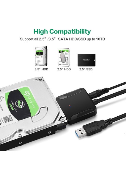 USB 3.0 - Sata Adaptör Dönüştürücü Kablo 22PIN Sataııı Usb3,0 Adaptörleri 2.5 Inç 3.5 HDD SSD Için (Yurt Dışından)