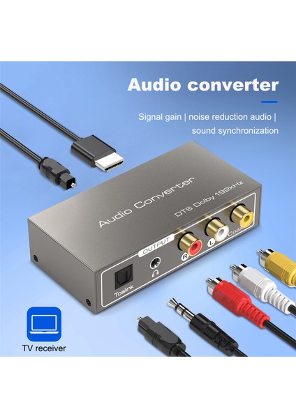 192KHZ Ses Dönüştürücü Toslink Optik Koaksiyel - Uyumlu Arc - L/r 3.5mm Jak Adaptörü (Yurt Dışından)