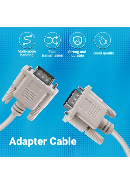 1.4m RS232 Db9 9 Pin Erkek - VGA Video 15 Adaptör Kablosu Açık Gri (Yurt Dışından)