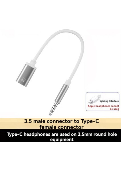 3.5mm Erkek - Tip C Dişi Ses Kablosu, Analog Jak Kulaklık Adaptörü Mp3 Çalar, Dizüstü Bilgisayar, Tablet Için (Yurt Dışından)