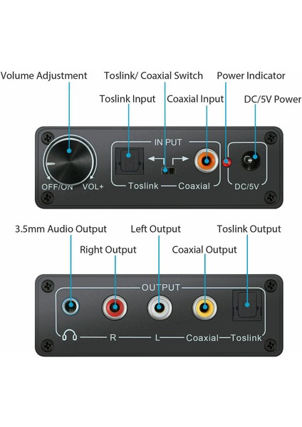 192KHZ Dijital Optik Koaksiyel Toslink - Analog 3.5mm Ses Hifi Dönüştürücü Spdif ile (Yurt Dışından)