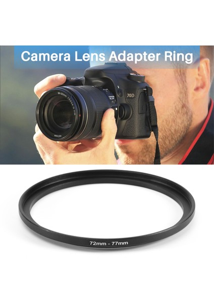 72MM-77MM Kamera Lensi Step Up Filtre Siyah Metal Adaptör Halkası (Yurt Dışından)