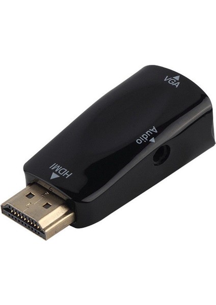 1080P Erkek - VGA Dişi Adaptör Video Dönüştürücü 3.5mm Ses Çıkış Kablosu Sıcak Siyah (Yurt Dışından)