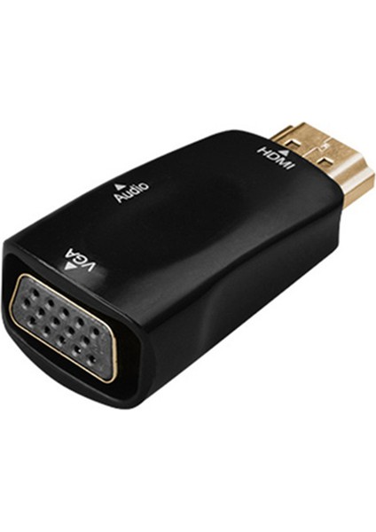 1080P Erkek - VGA Dişi Adaptör Video Dönüştürücü 3.5mm Ses Çıkış Kablosu Sıcak Siyah (Yurt Dışından)