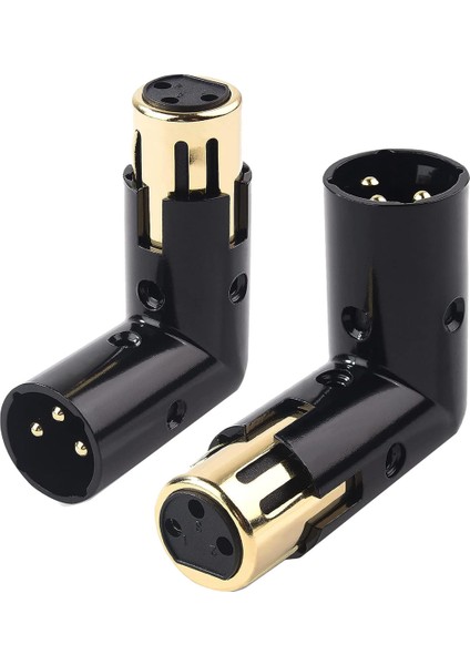 Adet Ses Adaptörü Fişi Ayarlanabilir Erkekten Dişiye Dik Açı Xlr 3pin Siyah (Xlr 90 Derece Adaptör) (Yurt Dışından)