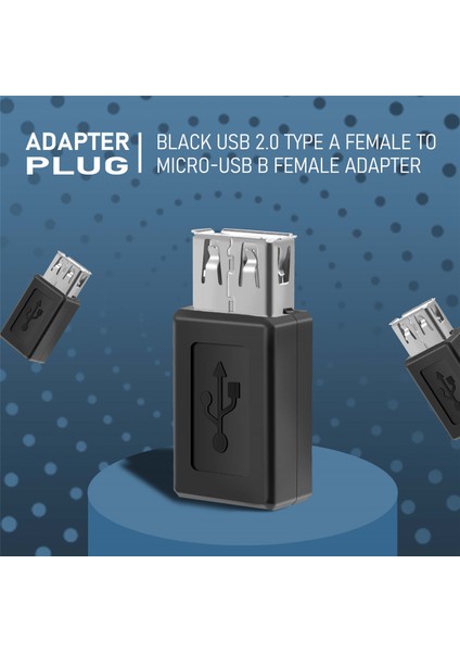 Siyah USB 2.0 Tip A Dişi - Mikro USB B Adaptör Fiş Dönüştürücü (Yurt Dışından)