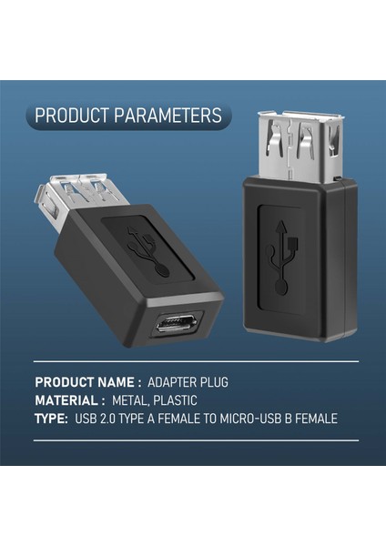 Siyah USB 2.0 Tip A Dişi - Mikro USB B Adaptör Fiş Dönüştürücü (Yurt Dışından)