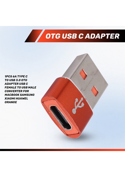 Adet 6A Tip C - USB 3.0 Otg Adaptörü Dişi Erkek Dönüştürücü, Turuncu (Yurt Dışından)