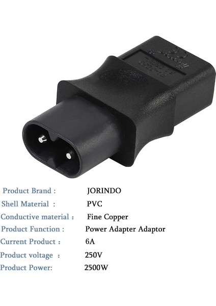 2-Pinli Iec 320 C8 Erkek - C9 Dişi Ac Adaptörü 6A/250V Ab Endüstriyel Güç Dönüştürücü (Yurt Dışından)