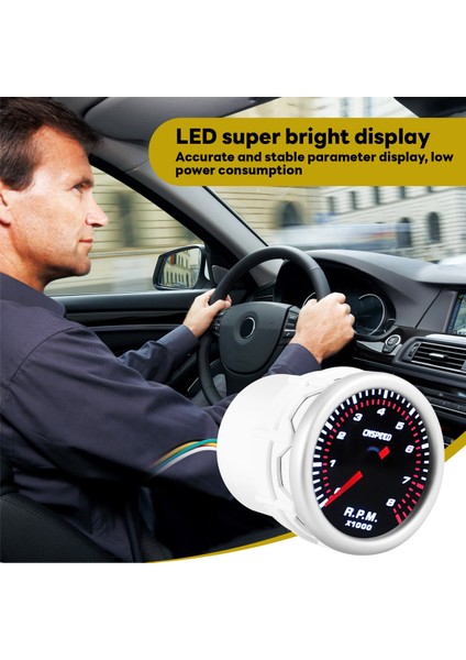 2 Inç 52MM Otomatik Araba Takometresi Takometre Ölçer 0-8000 Rpm 12V Evrensel Motor Beyaz LED Metre Işaretçisi (Yurt Dışından) indirimleri