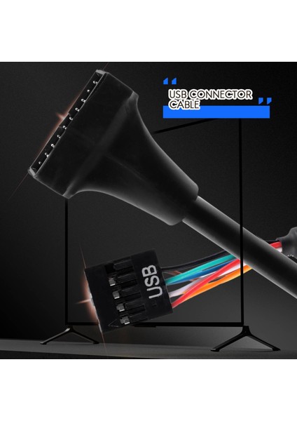 Siyah USB 2.0 9 Pin Dişi - 3.0 20 Erkek Kablo Adaptör Konnektörü (Yurt Dışından)