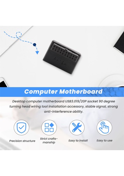 PH19A USB 3.0 Dahili Başlık Usb3.0 19/20P Soket 90 Derece Adaptör Dönüştürücü Bilgisayar Anakartı Için (Yurt Dışından)