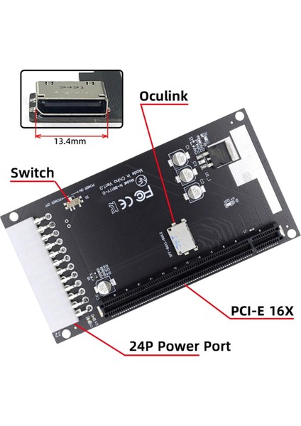 4x Oculink SFF-8612 SFF-8611 - Pcıe Pcı-Express 16X Adaptörü Anakart Grafik Kartı Için Atx 24PIN Güç Bağlantı Noktası (Yurt Dışından)
