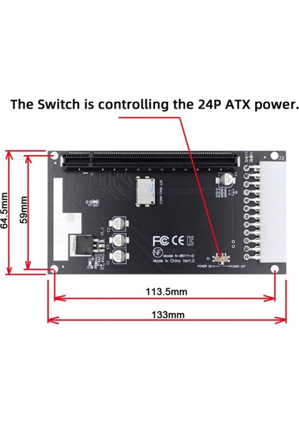 4x Oculink SFF-8612 SFF-8611 - Pcıe Pcı-Express 16X Adaptörü Anakart Grafik Kartı Için Atx 24PIN Güç Bağlantı Noktası (Yurt Dışından)
