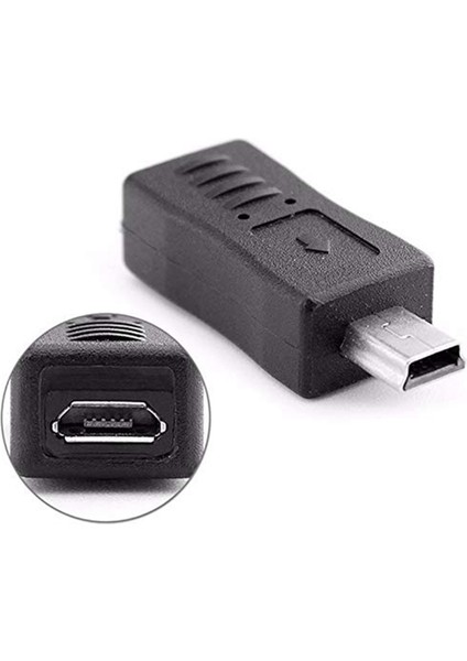 Micro-Usb Erkek - Mini USB Dişi Adaptör T-Port Fiş Konnektörü (Yurt Dışından)