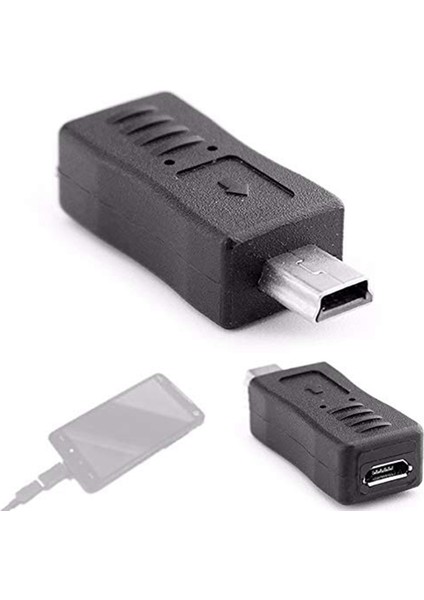 Micro-Usb Erkek - Mini USB Dişi Adaptör T-Port Fiş Konnektörü (Yurt Dışından)