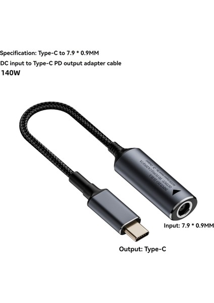 140W Dc Dizüstü Bilgisayar Şarj Cihazı 5V 9V 20V 7.9x0.9mm Dişi - USB C Tipi Pd Güç Adaptörü Dönüştürücü Hızlı Şarj Kablosu (Yurt Dışından)