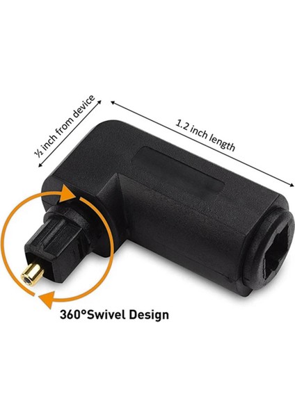 2 Adet Dijital Ses Video Kabloları Optik 90 Derece Kablo Adaptörü Erkekten Dişiye Dik Açı Toslink (Yurt Dışından)