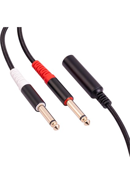 Adet 6.35MM 1/4 Inç Stereo Trs Dişi - 2 Çift Mono Erkek Y Ayırıcı Kablo Ses Adaptörü (Yurt Dışından)