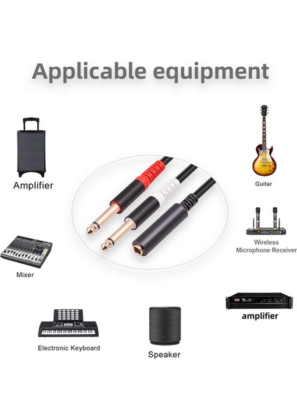 Adet 6.35MM 1/4 Inç Stereo Trs Dişi - 2 Çift Mono Erkek Y Ayırıcı Kablo Ses Adaptörü (Yurt Dışından)