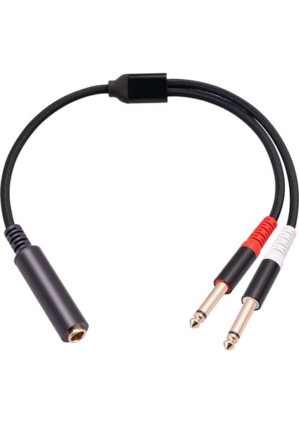 Adet 6.35MM 1/4 Inç Stereo Trs Dişi - 2 Çift Mono Erkek Y Ayırıcı Kablo Ses Adaptörü (Yurt Dışından)