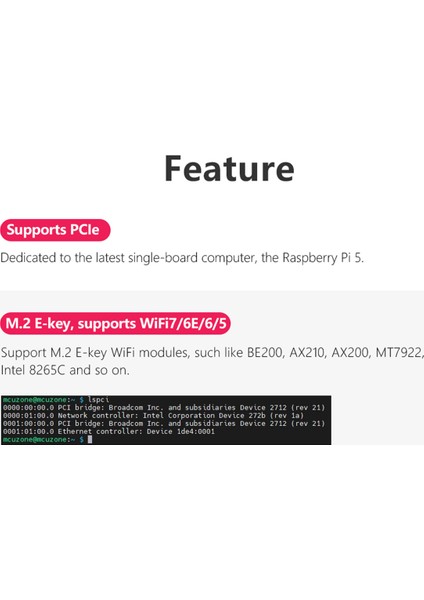MPW7AC 5 Pcıe'den M.2 E-Key Wifi7 Modülüne Kılıf BE200 Destekli Tpu, WIF6E AX210, AX200 Adaptörü (Yurt Dışından)