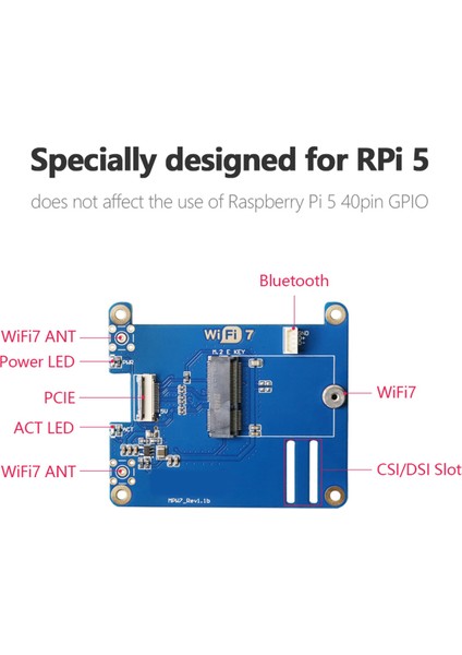 MPW7AC 5 Pcıe'den M.2 E-Key Wifi7 Modülüne Kılıf BE200 Destekli Tpu, WIF6E AX210, AX200 Adaptörü (Yurt Dışından)