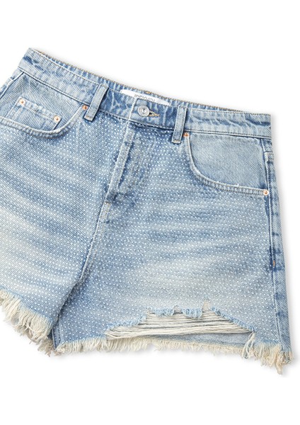 Hotfix Baskılı Raw Edge Denim Şort IS1250013059CC2 fiyatları