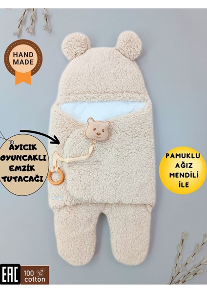 Bebek Dış Kundak Battaniyesi Pelüş Ayaklı Welsoft Uyku Tulumu Kışlık Mont Yenidoğan 0-12 Ay