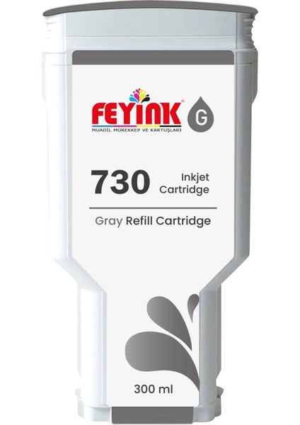 ® Hp 730 Gray (G) Orijinal Mürekkep Dolumlu Feyink Kartuş 300 ml Gri