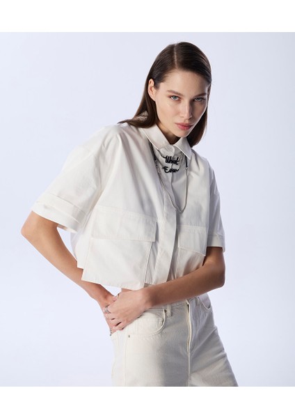 Geniş Cepli Poplin Gömlek TS1250025196018