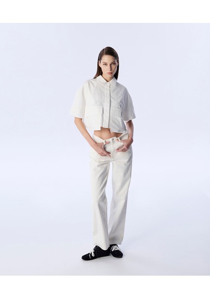 Geniş Cepli Poplin Gömlek TS1250025196018 fırsatları