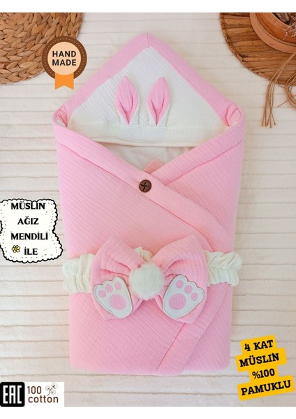 4 Kat Müslin Bebek Battaniyesi Pamuklu Doğal Uyku Kundağı Hastane Çıkışı