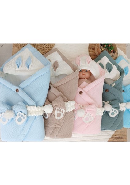 4 Kat Müslin Bebek Battaniyesi Pamuklu Doğal Uyku Kundağı Hastane Çıkışı