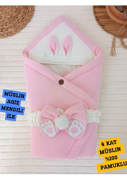 4 Kat Müslin Bebek Battaniyesi Pamuklu Doğal Uyku Kundağı Hastane Çıkışı