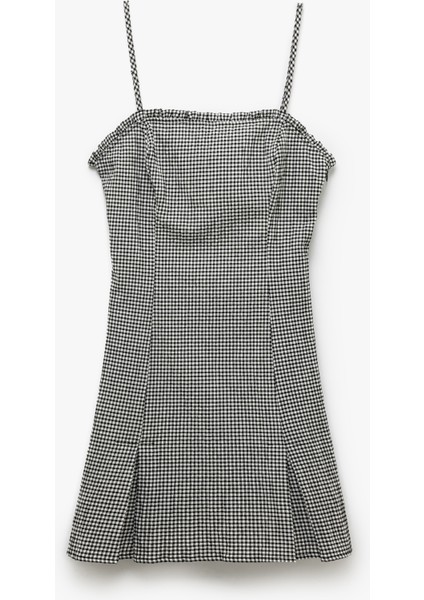 Ince Askılı Kolsuz Ekoseli Bodycon Mini Elbise modelleri