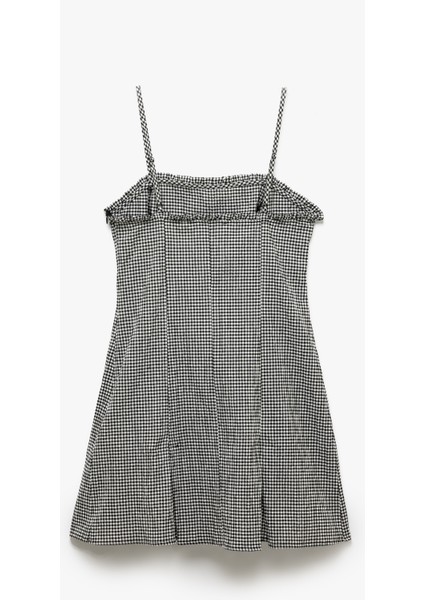 Ince Askılı Kolsuz Ekoseli Bodycon Mini Elbise fırsatları