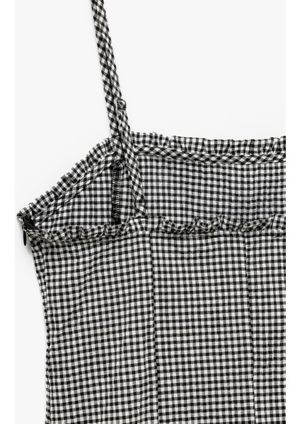 Ince Askılı Kolsuz Ekoseli Bodycon Mini Elbise indirimleri