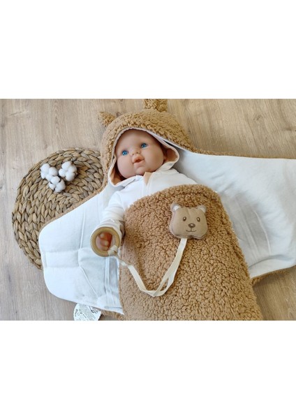 Peluş Bebek Dış Kundağı Oyuncaklı Uyku Tulumu Hastane Çıkışı Hediyelik Sarma Battaniye