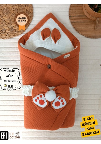 4 Kat Müslin Bebek Battaniyesi Pamuklu Doğal Uyku Kundağı Hastane Çıkışı