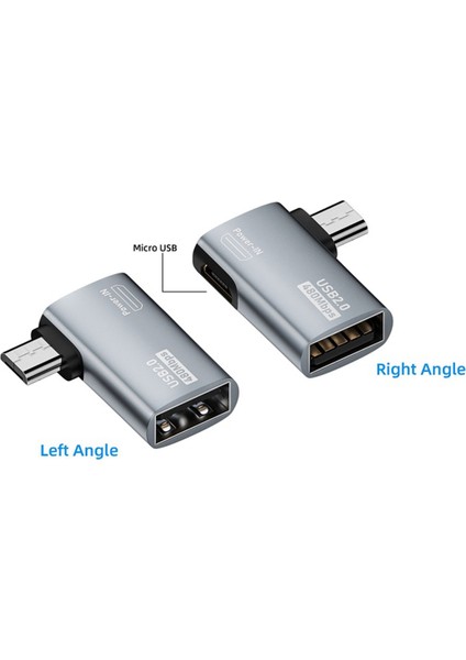 90 Derece Sol/sağ Açı Mikro-Usb'den USB Android Telefon Tablet Için 2 Adet Otg Adaptörü (Yurt Dışından)