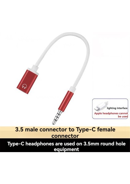 3.5mm Erkek - Tip C Dişi Ses Kablosu, Analog Jak Kulaklık Adaptörü Mp3 Çalar, Dizüstü Bilgisayar, Tablet A (Yurt Dışından)