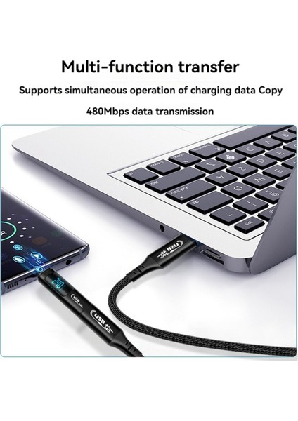 USB 2.0 Ekran Otg Adaptörü 240W Dijital Type-C Yüksek Hızlı 40GBPS Hızlı Şarj Gri (Yurt Dışından)