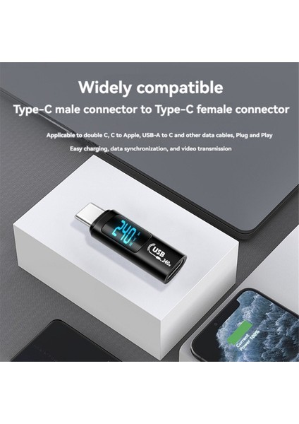 USB 2.0 Ekran Otg Adaptörü 240W Dijital Type-C Yüksek Hızlı 40GBPS Hızlı Şarj Gri (Yurt Dışından)