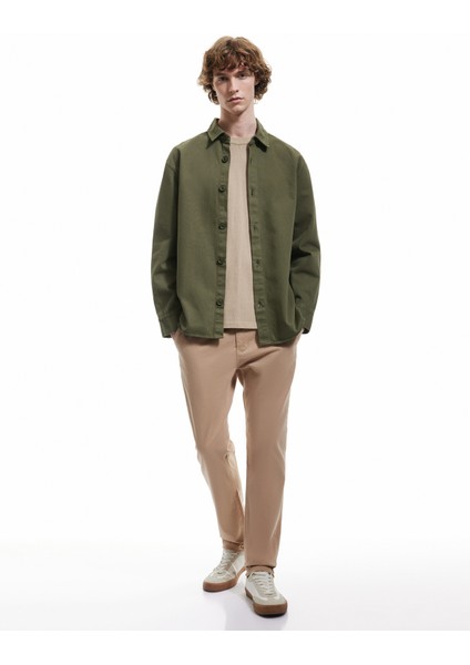 Pamuklu Uzun Kollu Regular Fit Klasik Yaka Düğmeli Gömlek Ceket fiyatları