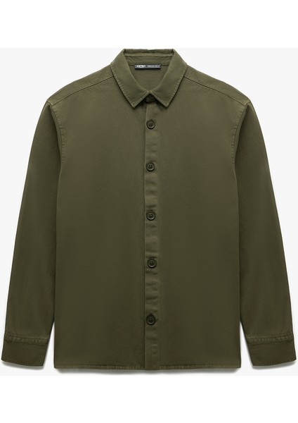 Pamuklu Uzun Kollu Regular Fit Klasik Yaka Düğmeli Gömlek Ceket modelleri