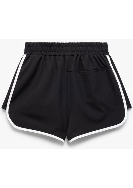 Yüksek Bel Biyeli Rahat Kesim Mini Spor Şort