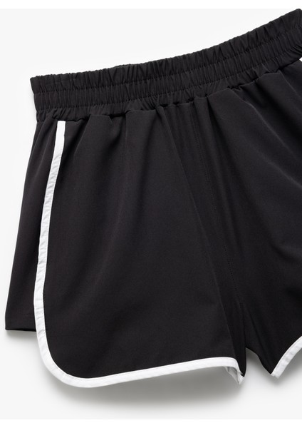 Yüksek Bel Biyeli Rahat Kesim Mini Spor Şort
