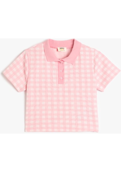 Pamuklu Polo Yaka Kısa Kollu Basic Crop Tişört